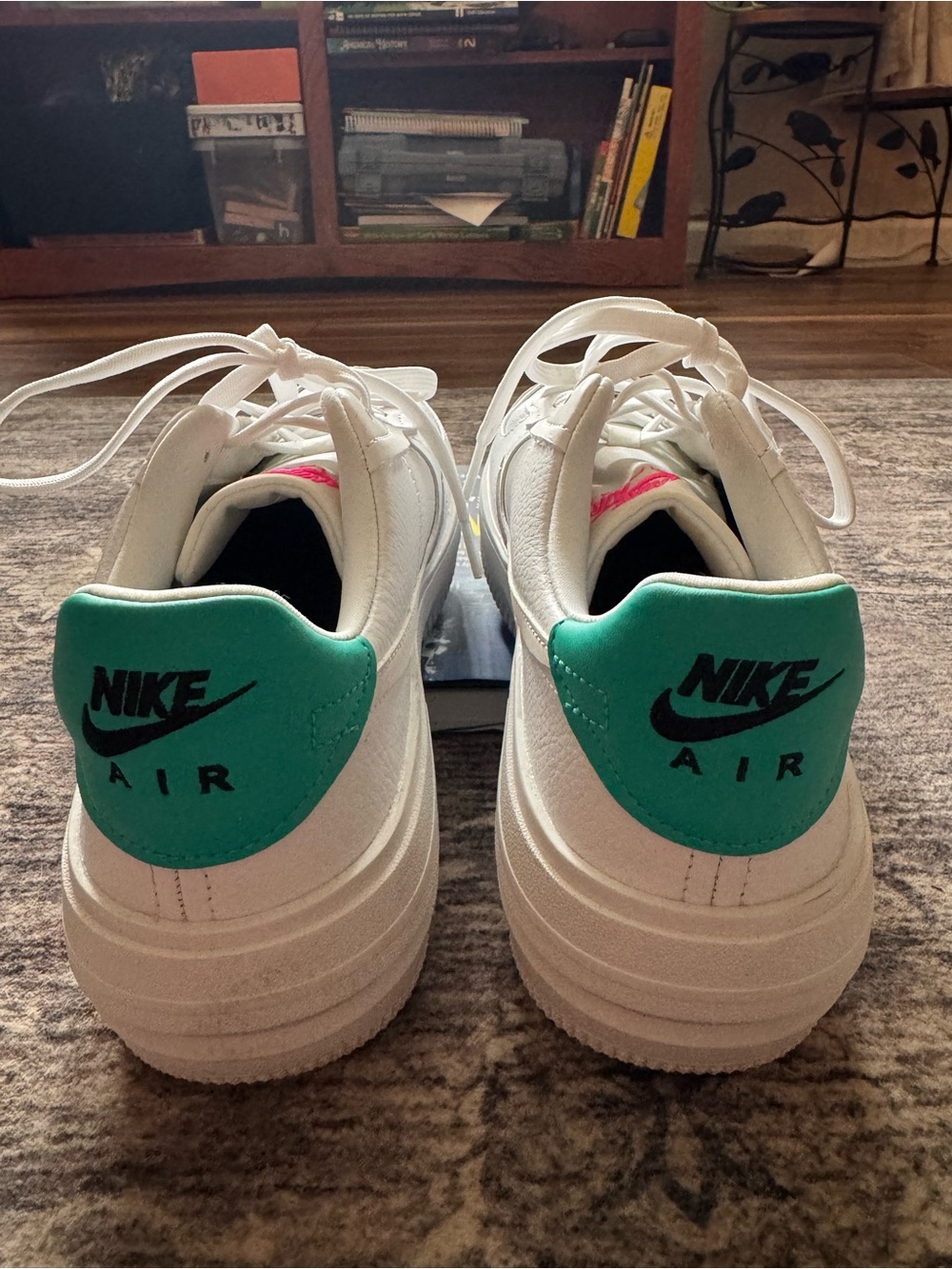 Nike White Sneakers with Teal Heel Tabs